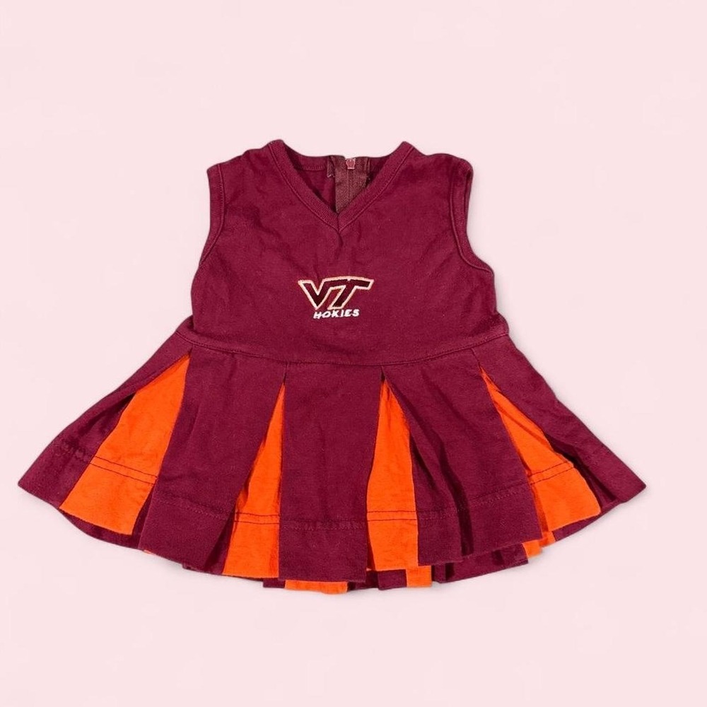 Virginia Tech Hokies Cheerleader Dress Girls Size 12M Maroon Orange Embroidered
